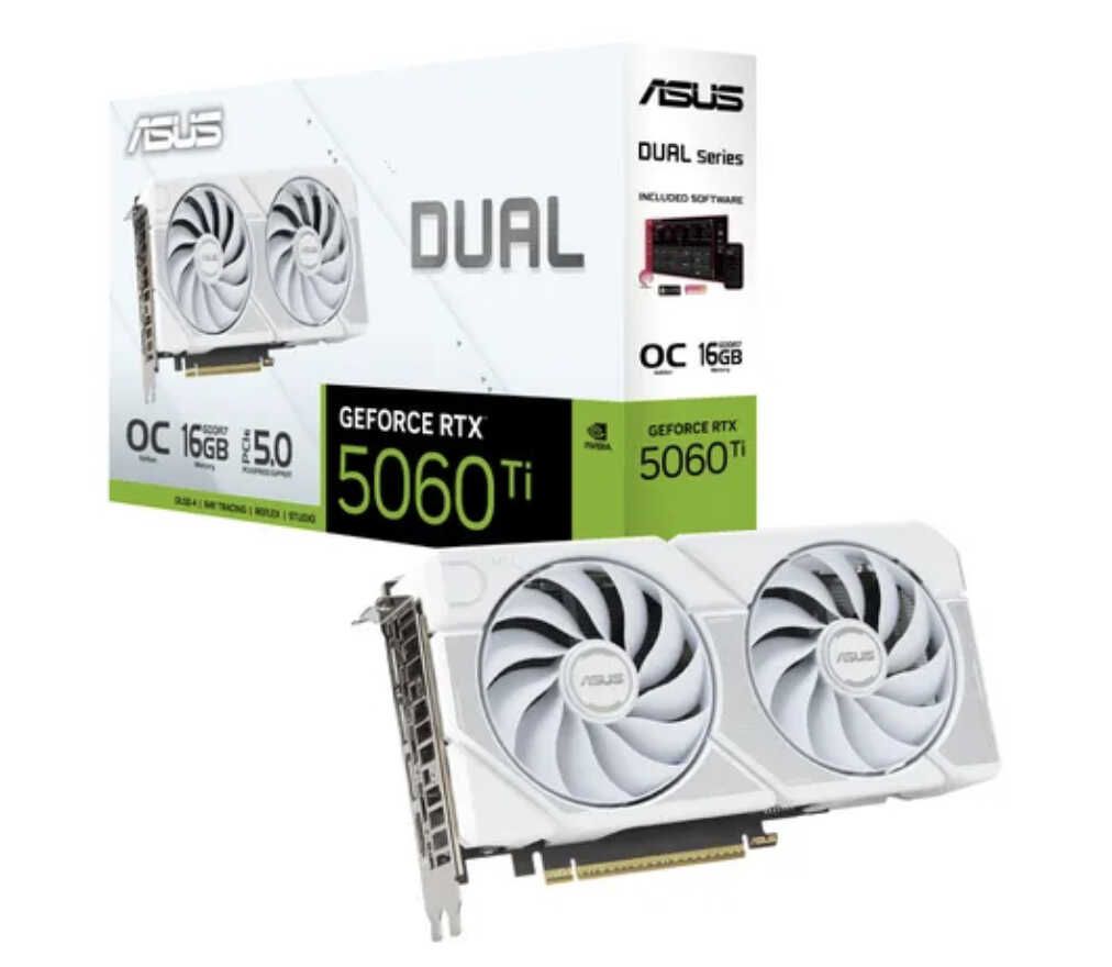ASUS DUAL GeForce RTX 5060Ti 16GB DUAL RTX5060Ti O16G WHITE Grafikkarte für 361€ statt 434,89€