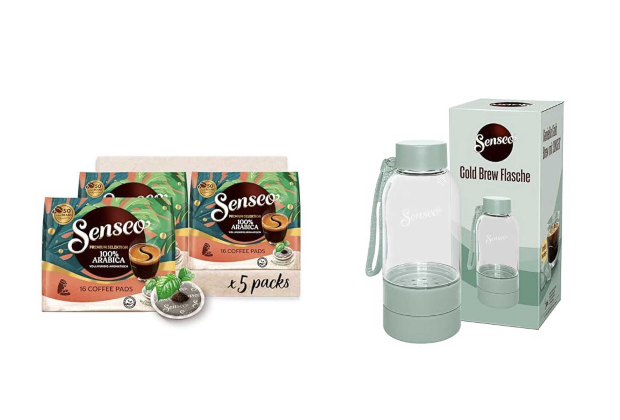 80er Pack Senseo Pads Premium Selektion inklusive Senseo Cold Brew Bottle für 20€ statt 29,99€