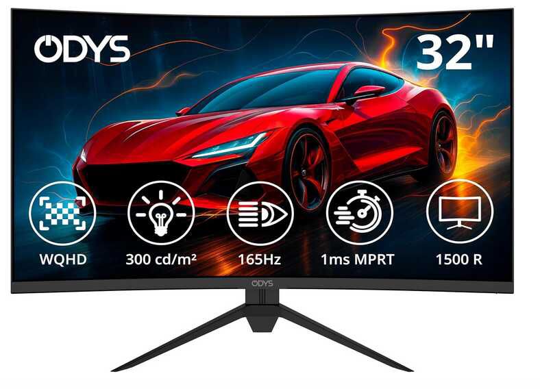 Odys XP32 80cm (32) WQHD Curved Monitor   149,99€ statt 199,99€