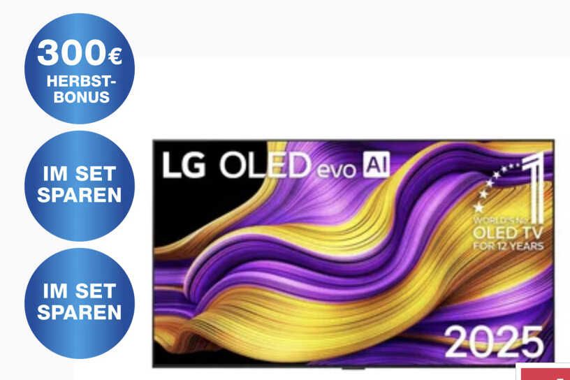 LG OLED65G58LW OLED TV (65 Zoll (165 cm) für 1.678,90€ statt 1.828,90€