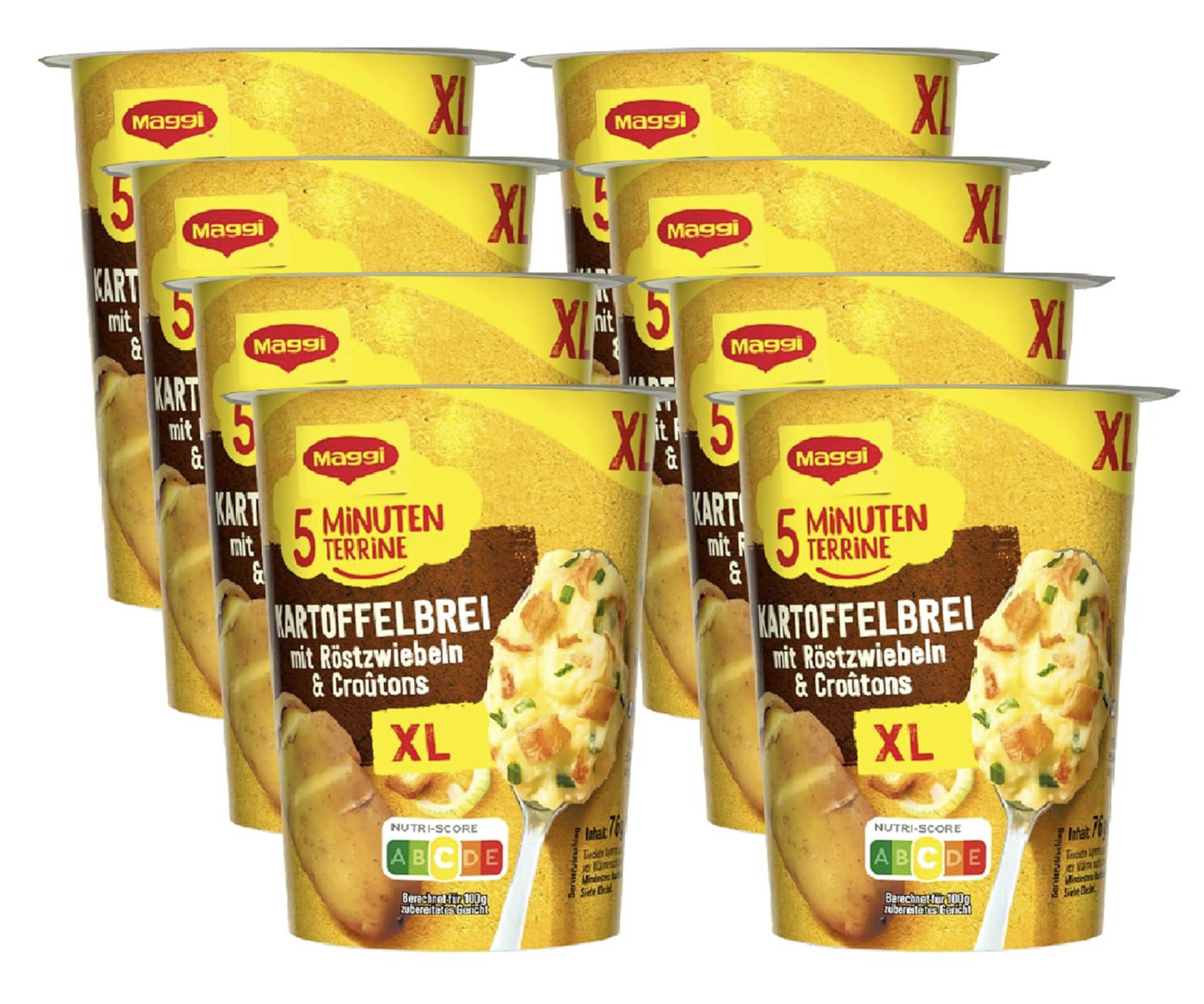 8x MAGGI 5 Minuten Terrine XL Kartoffelbrei mit Röstzwiebeln und Croutons für 10,35€ statt 16,84€