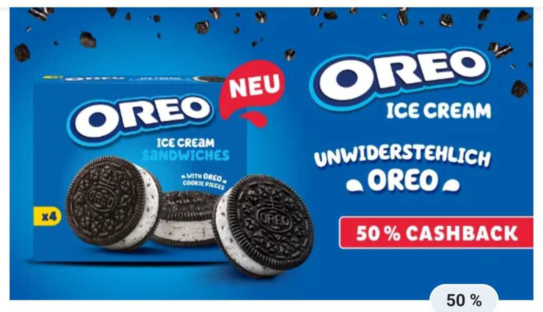 Oreo Ice Cream Sandwich 50 % Cashback