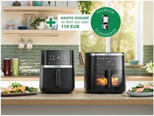 Bosch Serie 6 Heißluftfritteuse (MAF671B1) + Bosch Serie 8 Vakuum Mixer VitaPower (MMBV622M/01) 143,10€ statt 364,66€