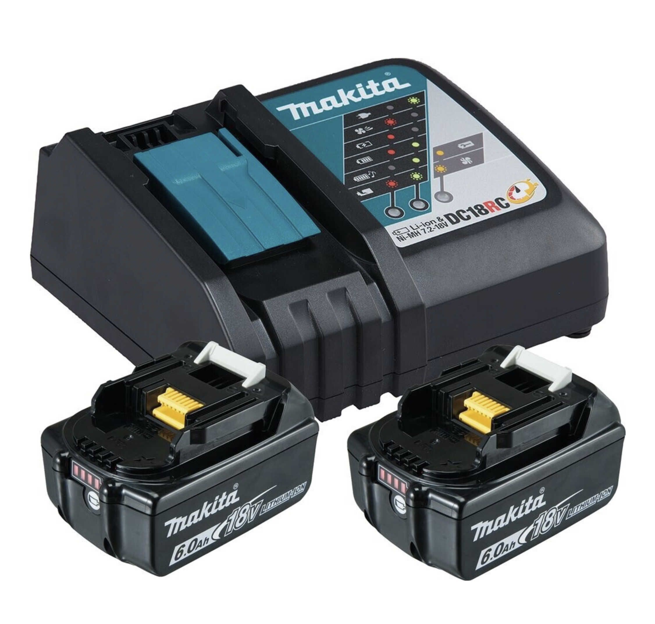 Makita Power Pack für LXT 18 V (2x BL1860B 18V 6,0 Ah + Schnellladegerät DC18RC) für 139€ statt 187,53€
