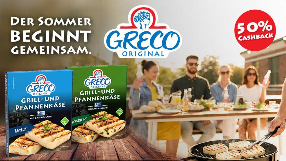 50% Cashback GRECO Grill- und Pfannenkäse 50% Cashback GRECO Grill und Pfannenkäse