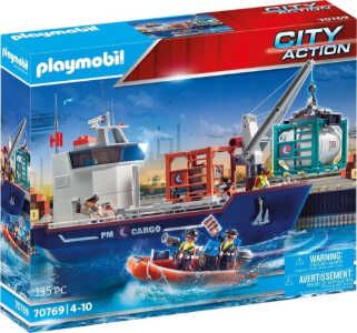 Playmobil 70769 City Action   Großes Containerschiff mit Zollboot für 89,99€ statt 126,89€