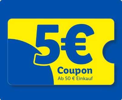 [Lidl Plus] 5€ Rabatt durch Coupon ab 50€ MBW heute von 18 24 Uhr