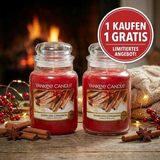 1 Kaufen 1 Gratis: Yankee Candle Sparkling Cinnamon – Duftkerze