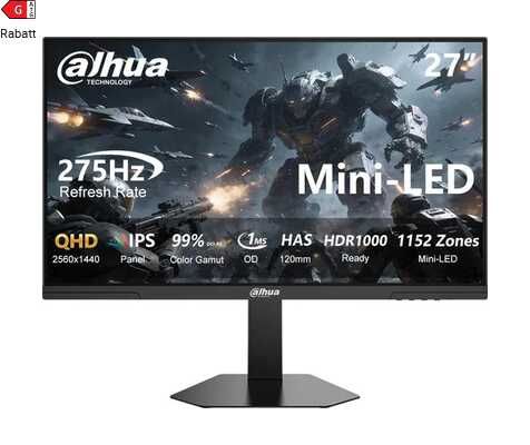 Dahua LM27-EM341A Gaming-Monitor (27 Dahua LM27 EM341A Gaming Monitor (27, 2560x1440, 240/275Hz, Mini LED, 1152 Zonen, 1000nits, 2x HDMI 2.1, DP 1.4) 144,49€ statt 260,49€