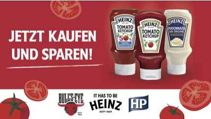 Heinz Ketchup, Mayonnaise, BullsEye & HP Saucen € 1,00 Cashback