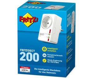 FRITZ!DECT 200   Intelligente Steckdose für das Heimnetz, steuerbar zum Energie sparen für 39,00€ PVG 41,09€