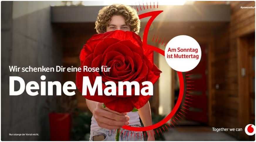 [Vodafone] Eine Rose kostenlos zum Muttertag im Shop für Kunden Aktion