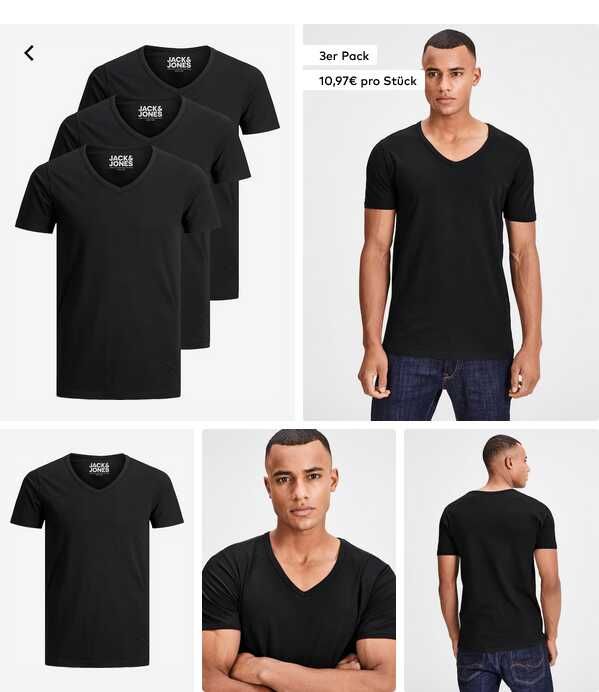 JACK & JONES „JJV Neck“ T Shirt (S–XXL, mehrere Farben) 32,90€ statt 39,95€
