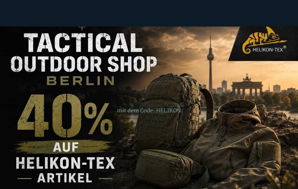 40 % Preisnachlass auf die Gesamte HELIKON Tex Lagerware mit dem Code: HELIKON