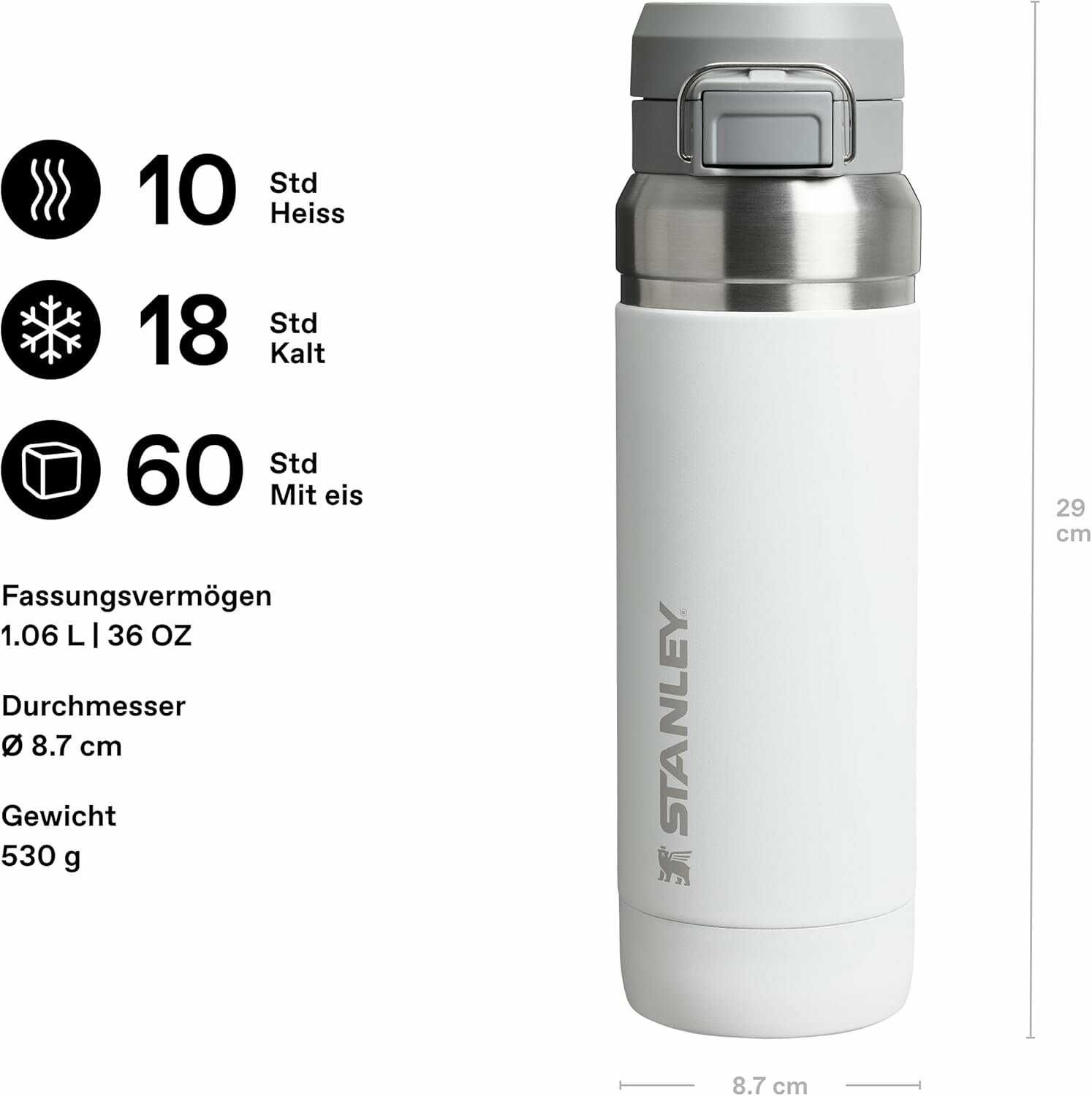 Stanley Quick Flip Thermosflasche 1,06L aus Edelstahl  29,80€ statt 32,53€