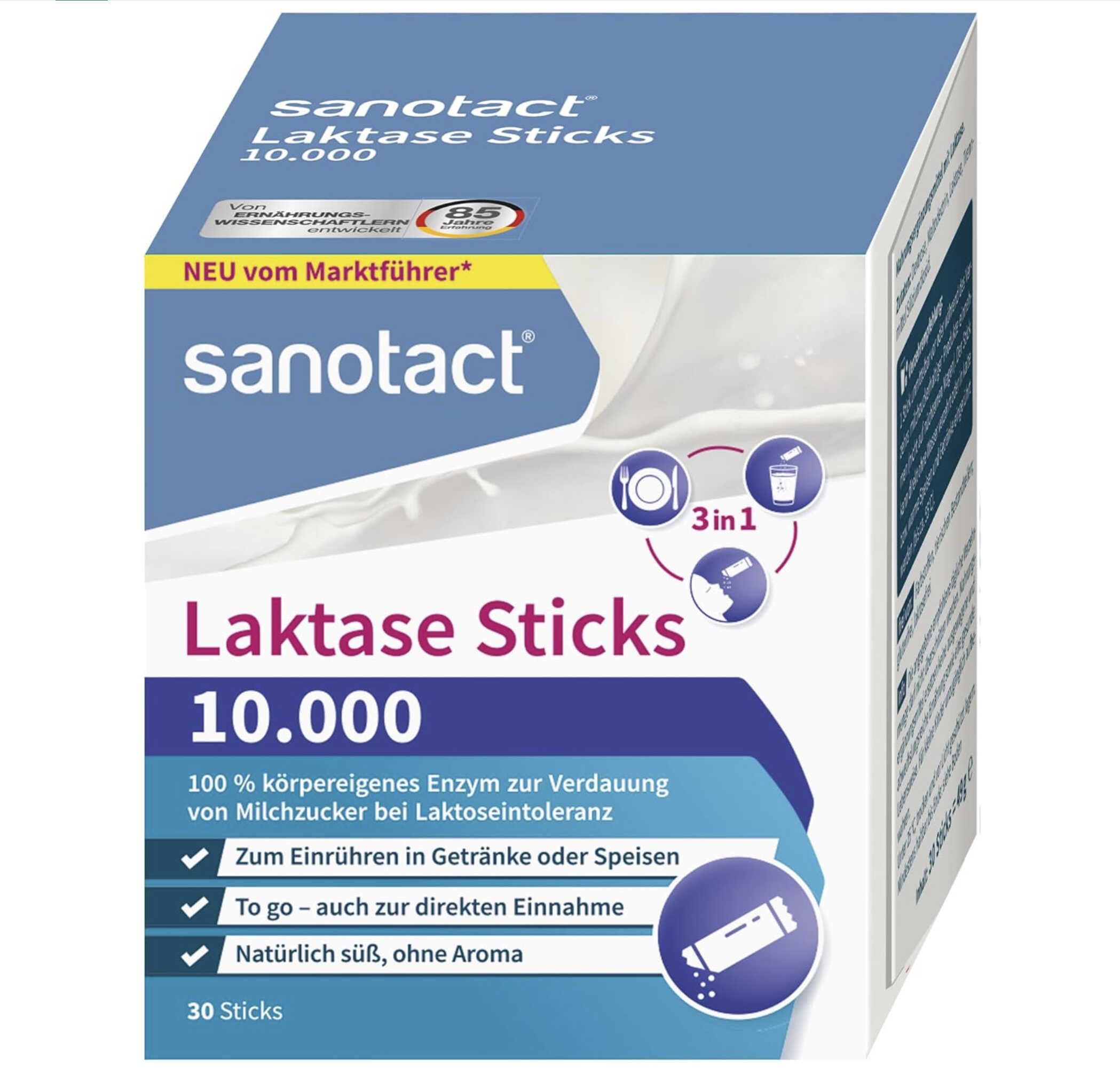 30er Pack sanotact Laktase Sticks 10.000 für 3,80€ statt 10,54€ 30er Pack sanotact Laktase Sticks 10.000 für 3,80€ statt 10,54€