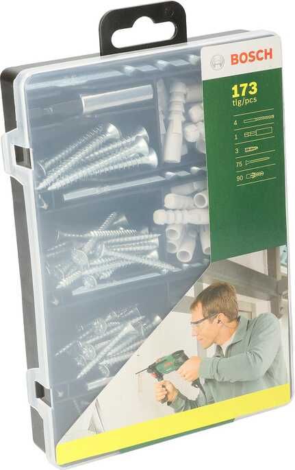 Bosch 173 tlg. Befestigungs Set (Dübel, Schrauben, Steinbohrer Ø 5-8 mm, Schrauberbits) 7,49€ statt 13,38€ Bosch 173 tlg. Befestigungs Set (Dübel, Schrauben, Steinbohrer Ø 5 8 mm, Schrauberbits) 7,49€ statt 13,38€