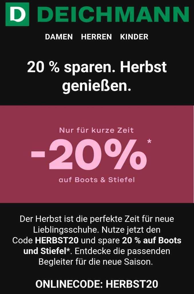 Deichmann - 20 % auf Boots und Stiefel (MBW 50 Euro) Deichmann 20 % auf Boots und Stiefel (MBW 50 Euro)