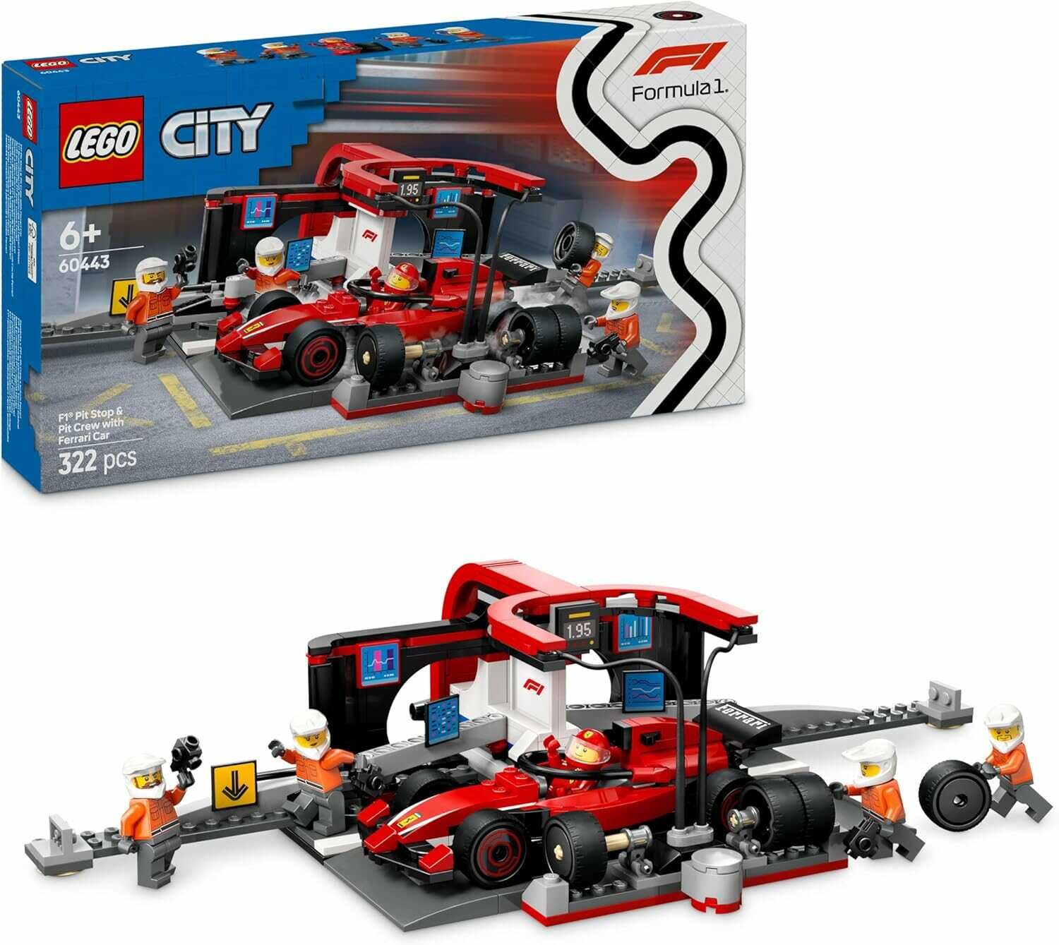 LEGO City F1 Boxenstopp mit Boxencrew und Ferrari Flitzer   Formel 1 Pit Stop Set  20,53€ statt 22,94€