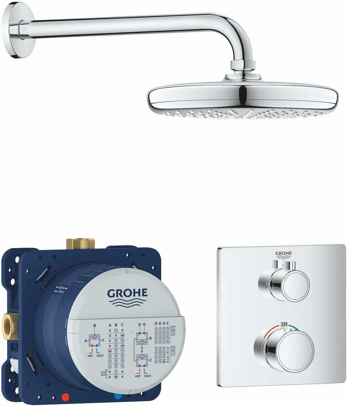 GROHE Grohtherm - Thermostat Set (inkl. Rapido SmartBox, Kopfbrause Tempesta, Brausearm Rainshower 286mm) 388,02€ statt 510€ GROHE Grohtherm Thermostat Set (inkl. Rapido SmartBox, Kopfbrause Tempesta, Brausearm Rainshower 286mm) 388,02€ statt 510€