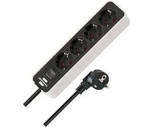 Brennenstuhl Ecolor Steckdosenleiste 4 Fach (Mehrfachsteckdose mit Schalter und 1,5m Kabel) schwarz/weiß für 5,49€ PVG 8,90€