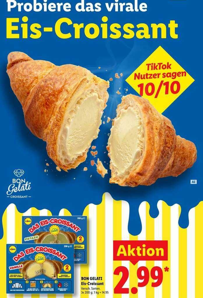 Lidl: Eis-Croissants Vanille oder Pistazie, 2 Stück für 2,99€ ab 21.09. Lidl: Eis Croissants Vanille oder Pistazie, 2 Stück für 2,99€ ab 21.09.
