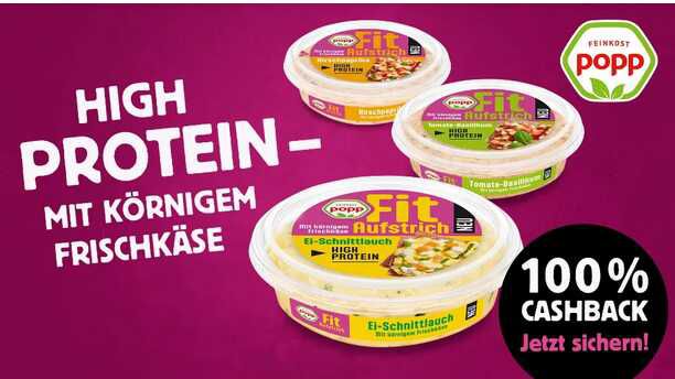 Popp Popp Fit Aufstriche High Protein 100 % Cashback