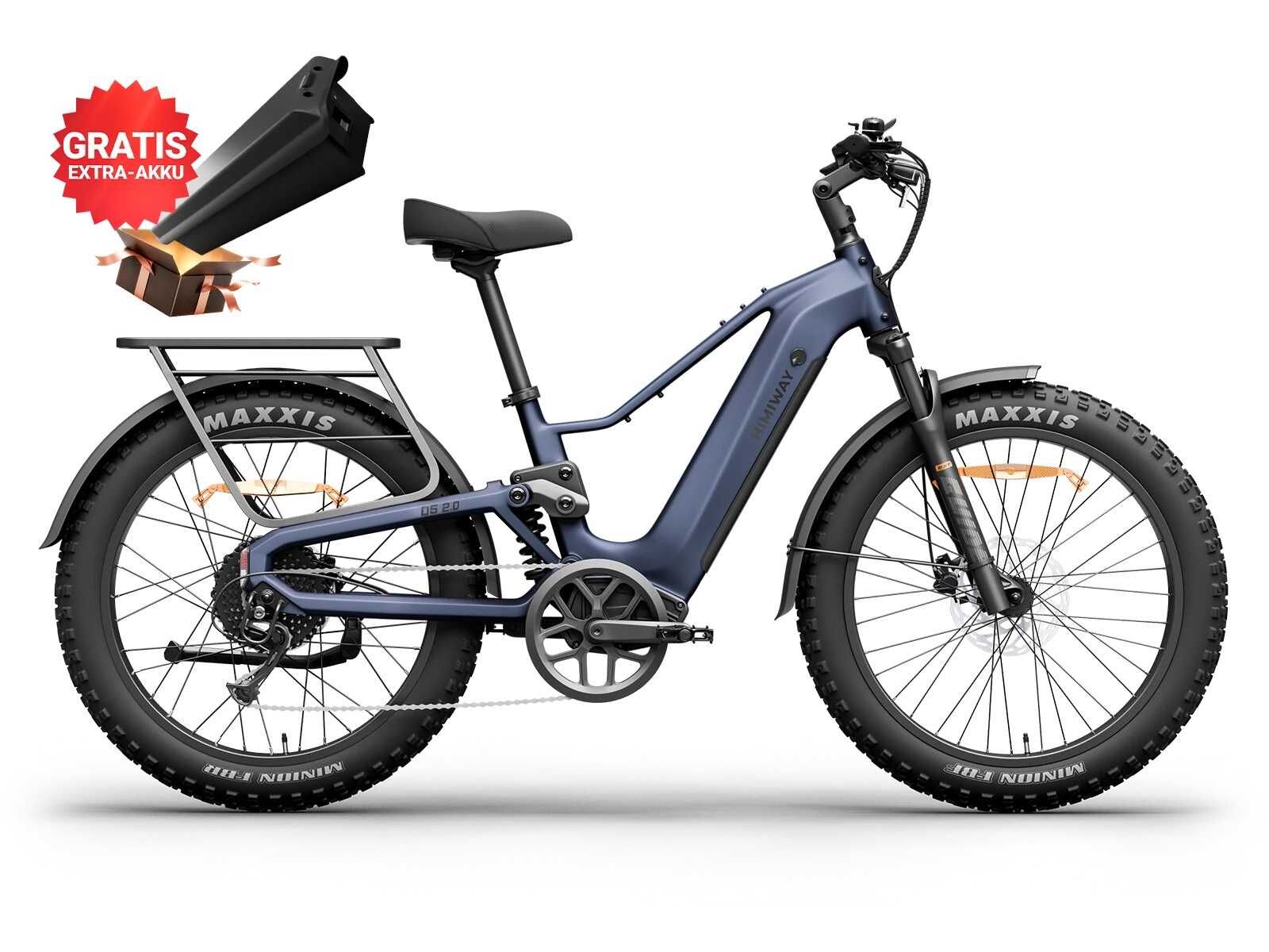 Himiway D5 2.0 eBike – 750W, 90 Nm, 26 Fatbike, Vollfederung + 2 Akkus für 2.499€ statt 2.599€