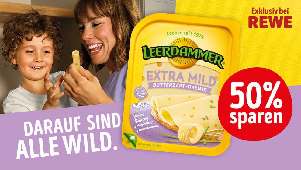 50% Cashback Leerdammer® Extra Mild nur bei REWE 50% Cashback Leerdammer® Extra Mild nur bei REWE