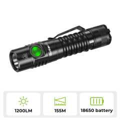 Wurkkos FC11C Nichia 519A Leistungsstarke 18650 Taschenlampe, USB C wiederaufladbar, Abwärtswandler, 1200 Lumen mit magnetischem Ende