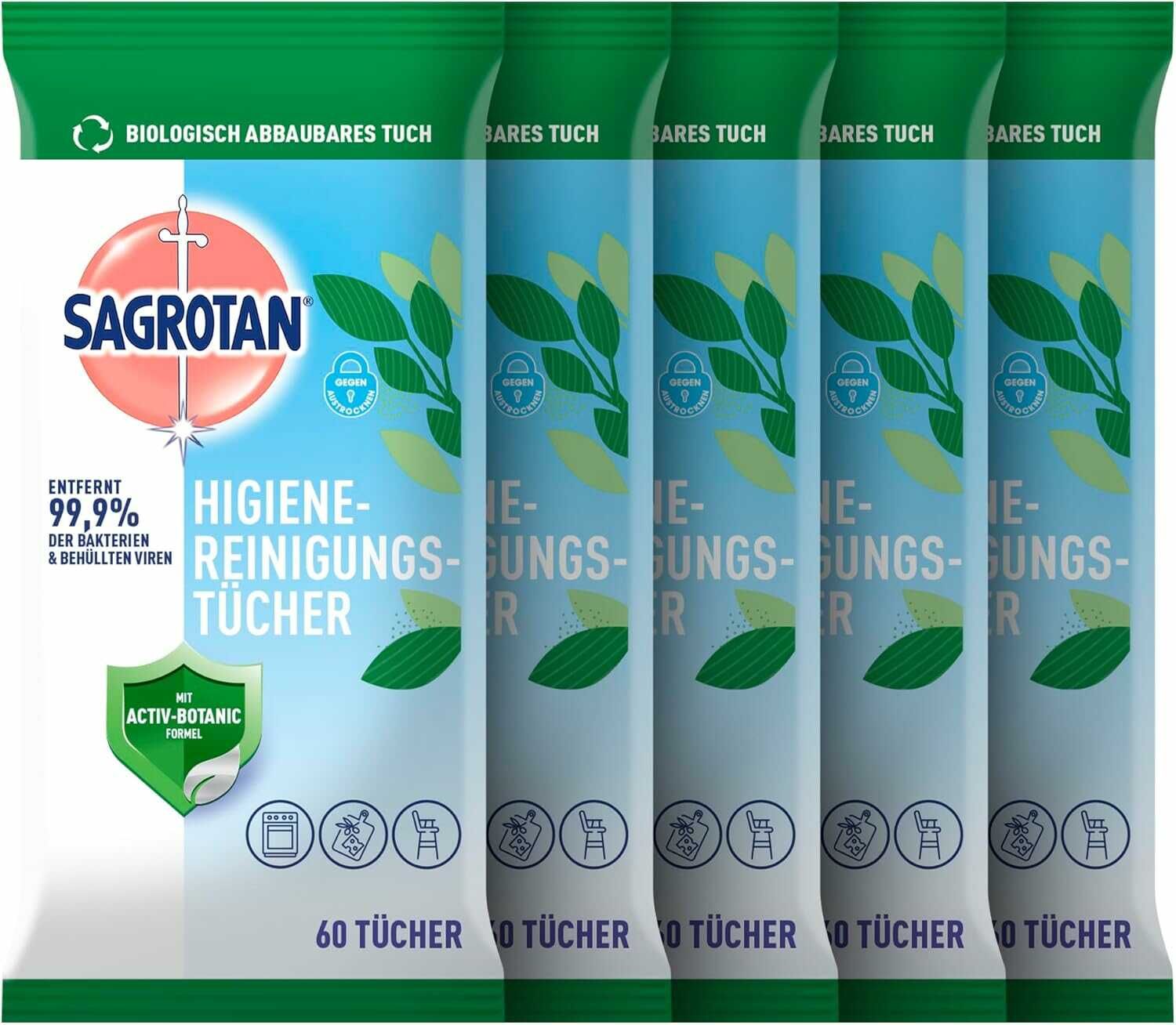 Sagrotan Hygienereinigungstücher 5x60 7,63€ statt 14,50€