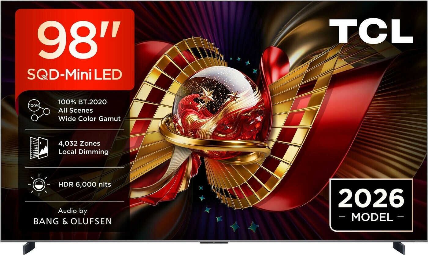 TCL 98C8L SQD-Mini LED 2,49 m (98 TCL 98C8L SQD Mini LED 2,49 m (98) 4K Ultra HD Smart TV, Schwarz für 3.043 € /statt 3.398 €)