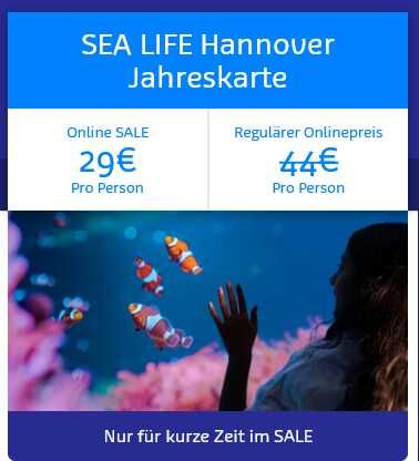SeaLife - Jahreskarten Sale ab 29 €/34 € statt 44 €/49 € (standortabhängig, Beispiel Hannover) SeaLife Jahreskarten Sale ab 29 €/34 € statt 44 €/49 € (standortabhängig, Beispiel Hannover)