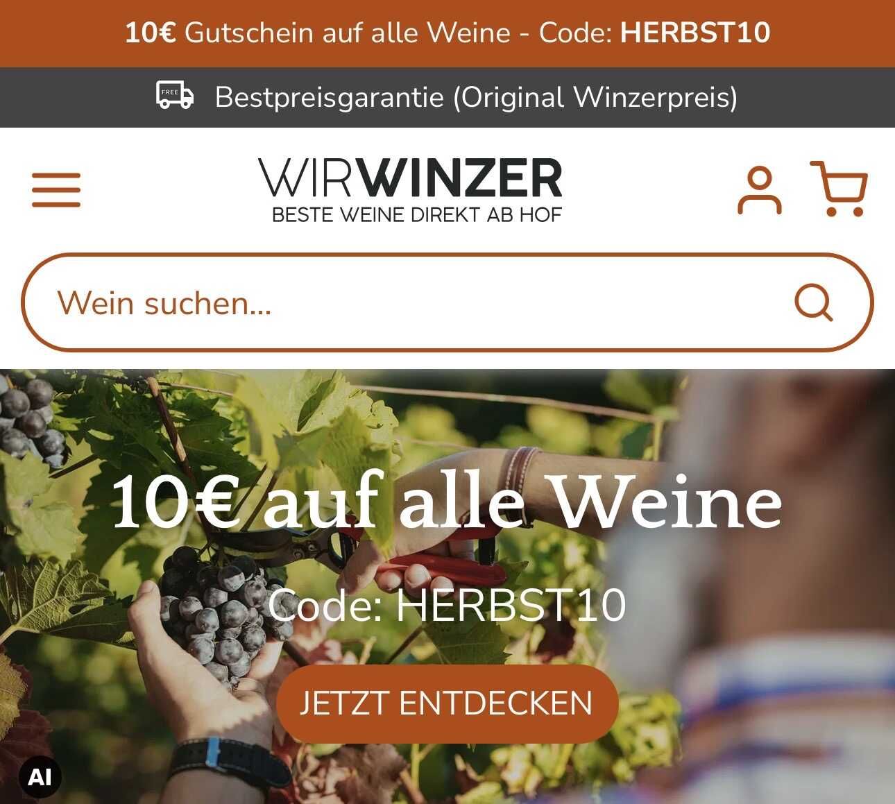 Weine mit 10€ Gutschein Weine mit 10€ Gutschein