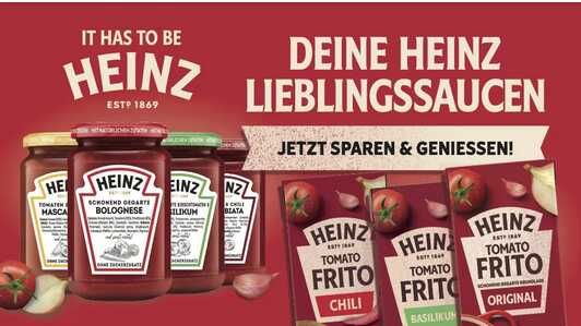 Heinz Tomato Produkte & Pasta Saucen 50 % Cashback Heinz Tomato Produkte & Pasta Saucen 50 % Cashback