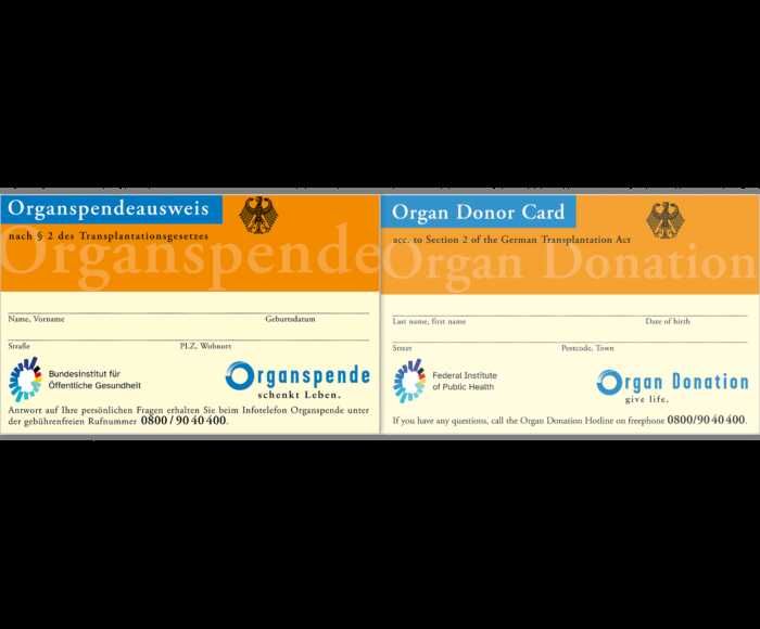 [BIÖG] Organspendeausweis als Plastikkarte kostenlos bestellen / auch bedruckt möglich / Antworten auf Fragen (Broschüre) | ONLINE Register