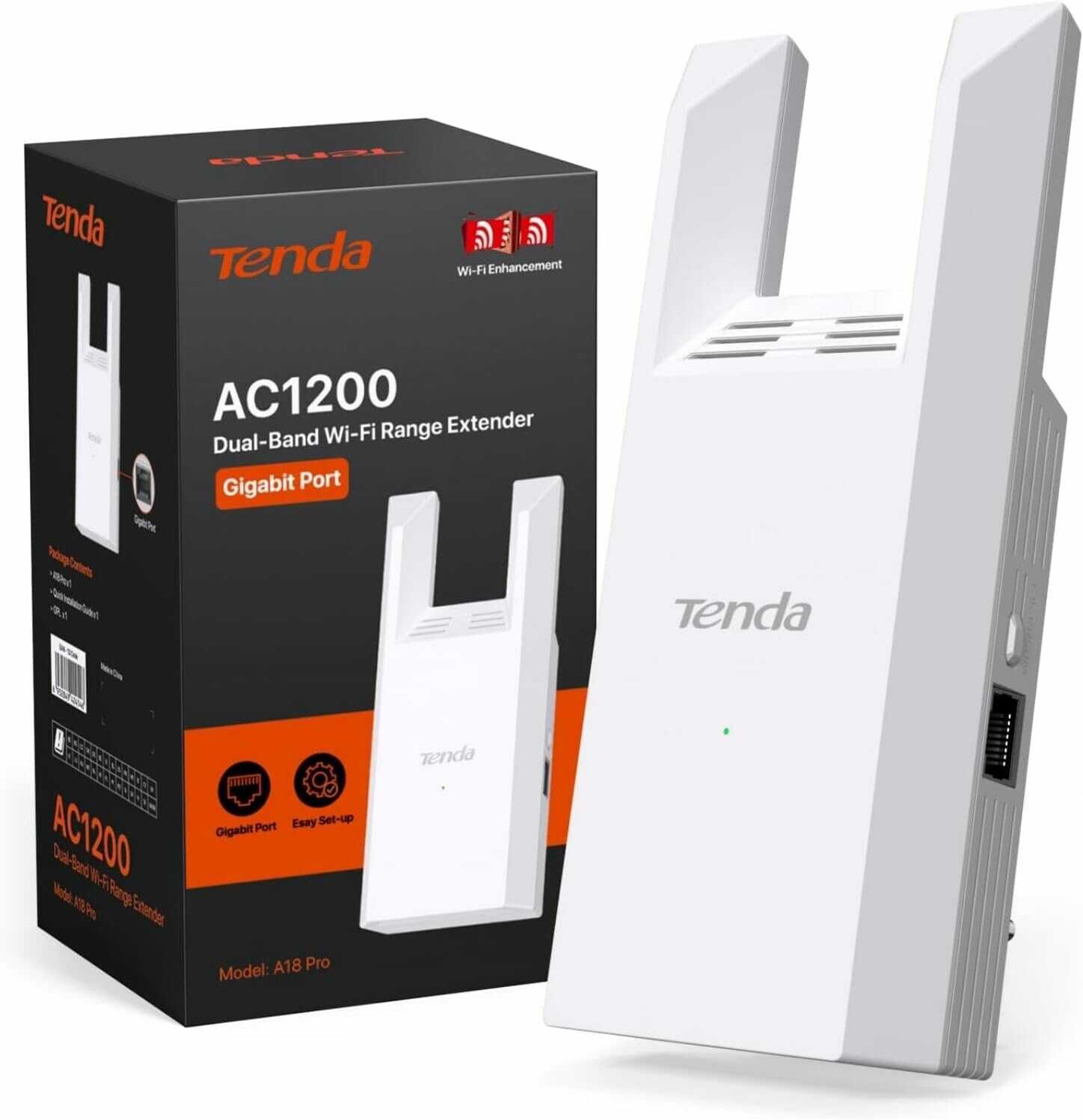 [Prime] Tenda A18 Pro, AC1200 Dualband Repeater mit Gigabit LAN 25,49€ statt 30,64€