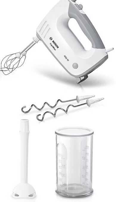 Bosch ErgoMixx MFQ36440 Handrührgerät mit 2 Rührbesen und 2 Knethaken
