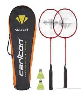 Dunlop Carlton Badminton/Federball Set Match 2 Player (2x Schläger, 2x Bälle, 1x Tragetasche) [Prime]