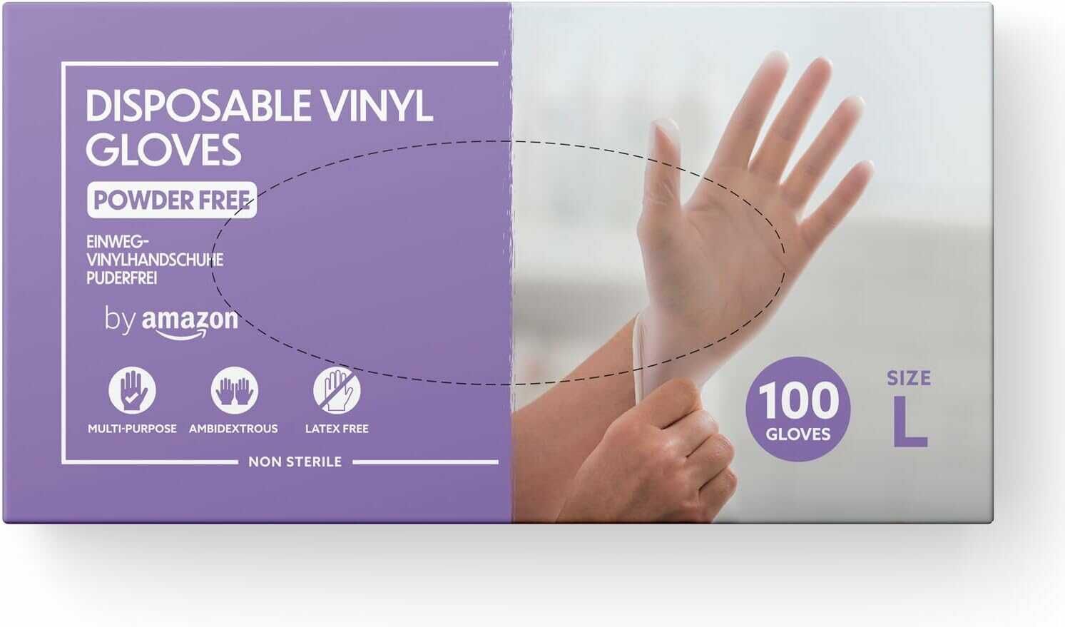 by Amazon - Einweg-Vinylhandschuhe, Größe L, 100er-Pack 3,82€ statt 6,52€ by Amazon Einweg Vinylhandschuhe, Größe L, 100er Pack 3,82€ statt 6,52€
