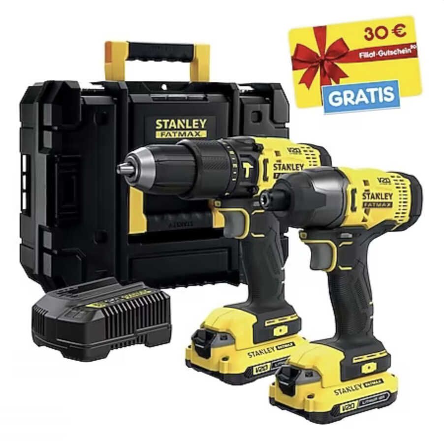 Stanley Bohr  und Schlagschrauberset 18 V SFMCK465D2T QW + 30 € Filial Gutschein für 135,94€ statt 201,33€