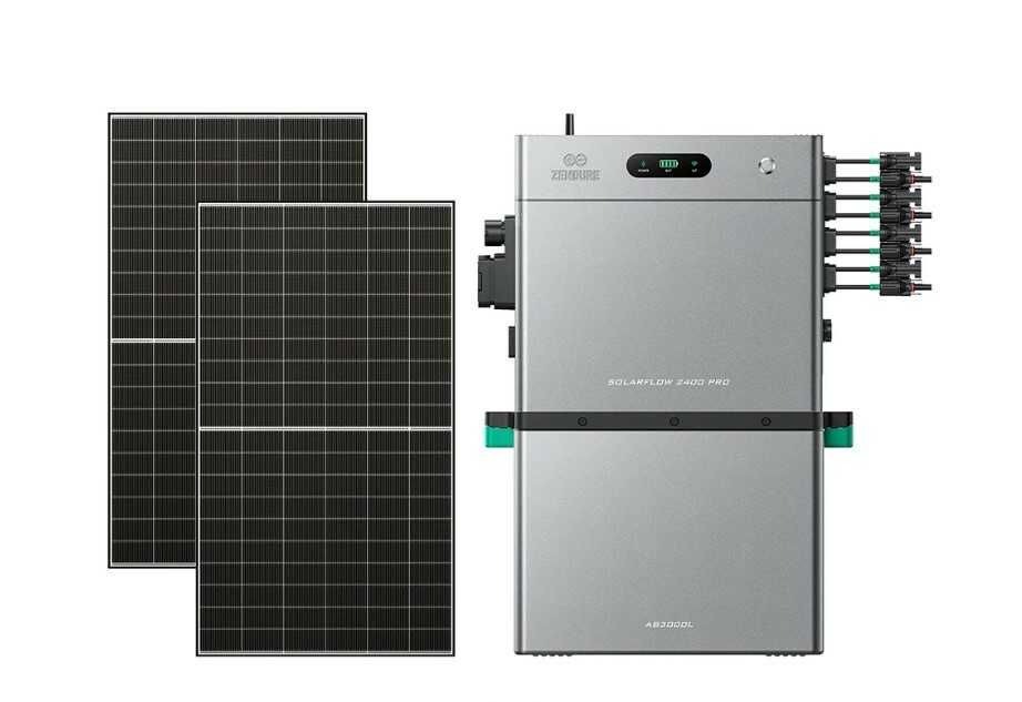Zendure SolarFlow 2400 Pro + AB3000L-Batterie + 2x 515W bifaziale Solarpanels Zendure SolarFlow 2400 Pro + AB3000L Batterie + 2x 515W bifaziale Solarpanels