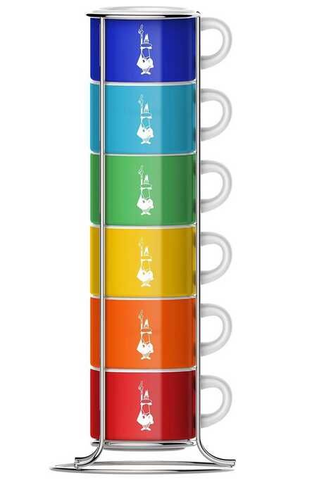 [Prime] Bialetti Sechs stapelbare Becher, mehrfarbig, Porzellan, 7 teiliges Set   21,90€ statt 27,69€