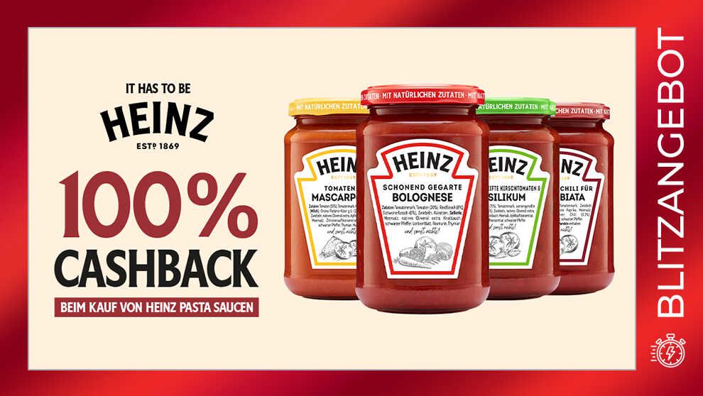 100% Cashback auf die Heinz Pasta Saucen