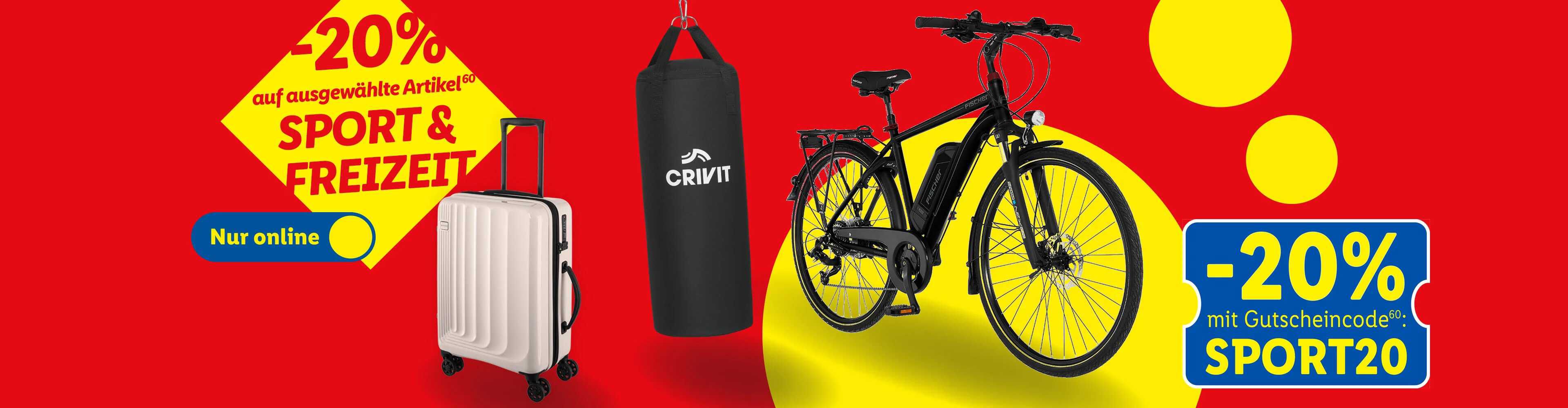 Lidl Online Shop: 20% auf ausgewählte Artikel: Sport und Freizeit