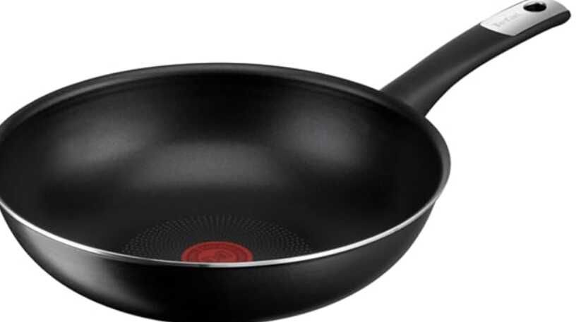 Tefal C38819 Hard Titanium Essential Wokpfanne 28 cm, Antihaftversiegelung, Thermo Signal Temperaturanzeiger, spülmaschinengeeignet [Prime]