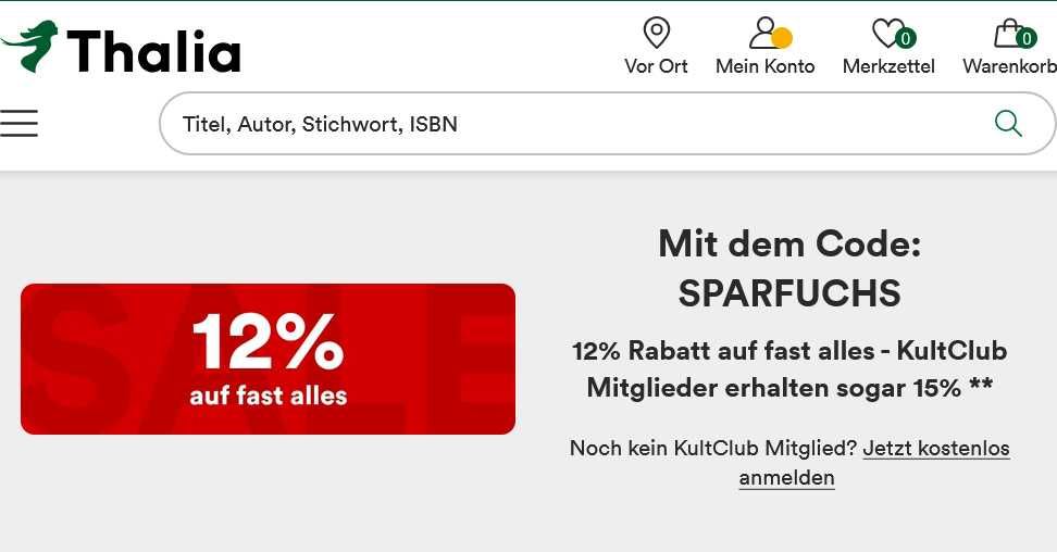 [Thalia] 15% Rabatt für KultClub Mitglieder (12% ohne KultClub)