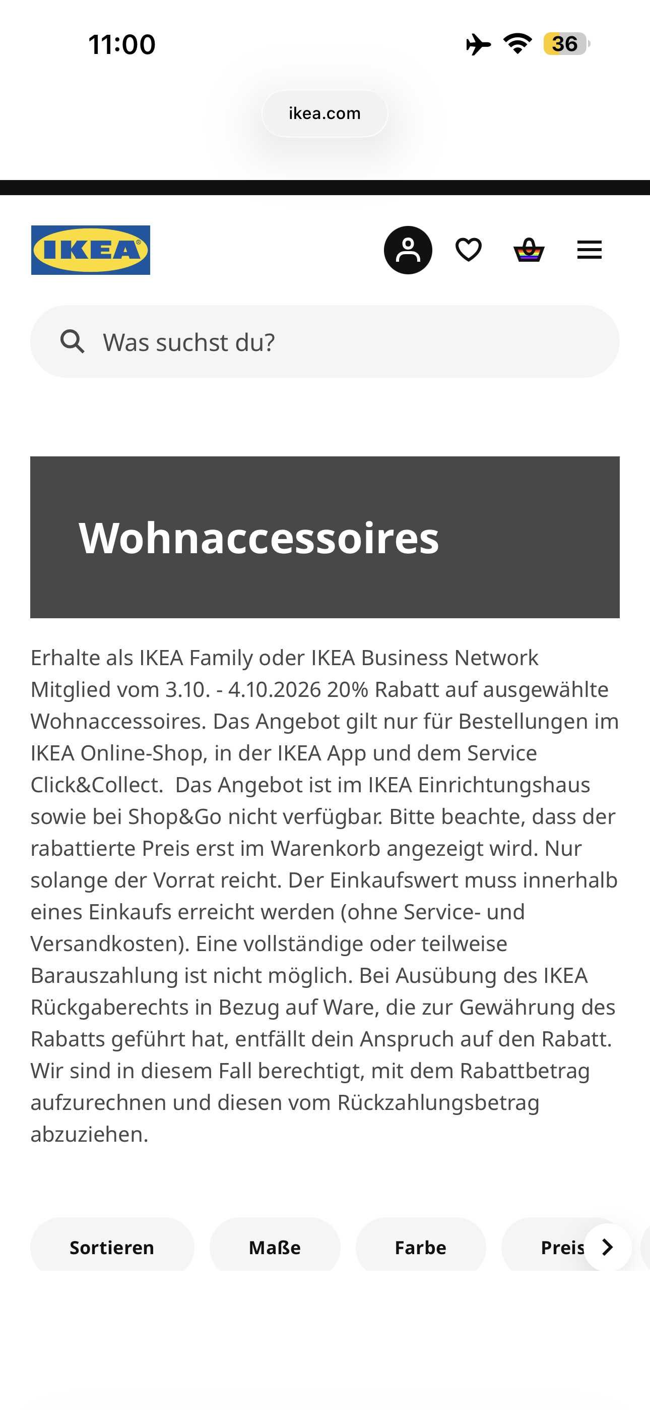 20% auf Wohnaccessoires bei Ikea für Family oder Business Network Mitglieder 20% auf Wohnaccessoires bei Ikea für Family oder Business Network Mitglieder