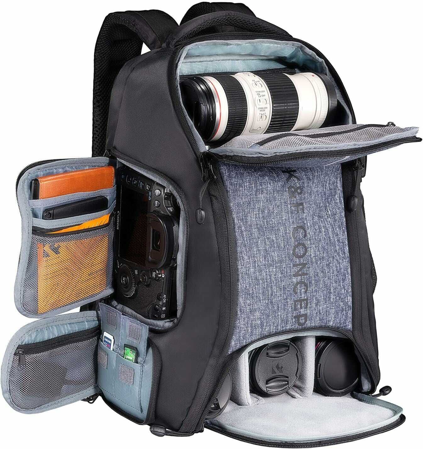 K&F CONCEPT Kamerarucksack wasserdich   25L   Grau 50,96€ statt 61,99€