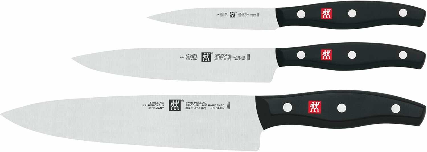 ZWILLING Twin Pollux Messer-Set, 3-teilig (Spick-/Garniermesser 10 cm, Fleischmesser 16 cm, Kochmesser 20 cm) für 105,95€ PVG 130,30€ ZWILLING Twin Pollux Messer Set, 3 teilig (Spick /Garniermesser 10 cm, Fleischmesser 16 cm, Kochmesser 20 cm) für 105,95€ PVG 130,30€